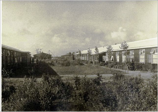 A garden between camp barracks at Westerbork